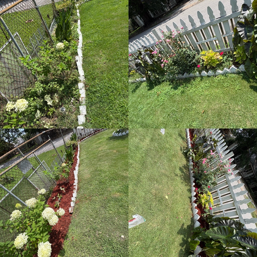 Flower bed mulch installation project